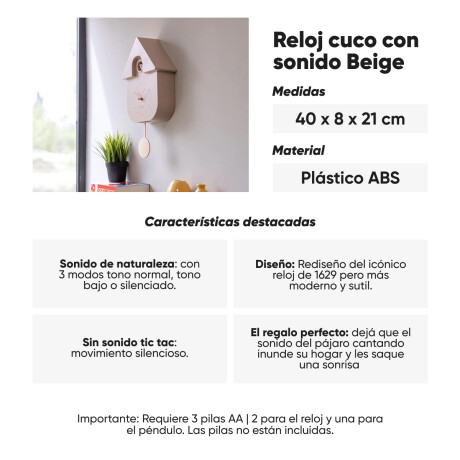 Reloj Cuco casita Beige con dial Sc