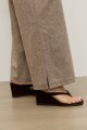 Pantalon wide leg lino con tajos chocolate melange
