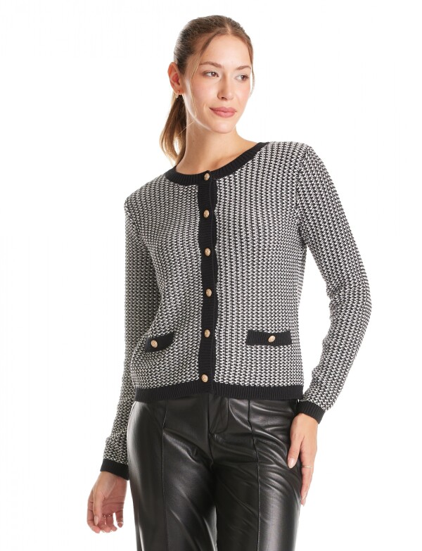 Cardigan Tweed NEGRO/BLANCO