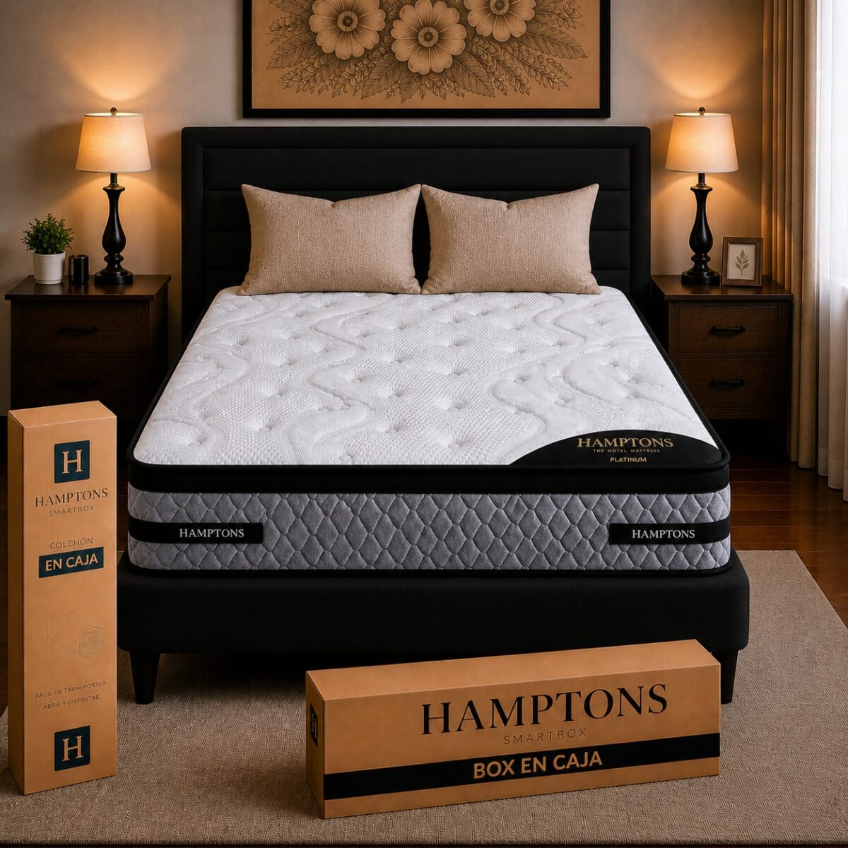 Sommier 2 Plazas Hamptons Platinum - Negro 