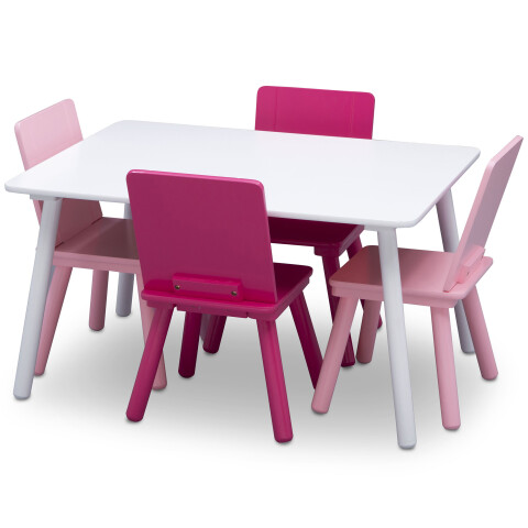 Juego de mesa y 4 sillas para niños rosa, fucsia y blanco Juego de mesa y 4 sillas para niños rosa, fucsia y blanco