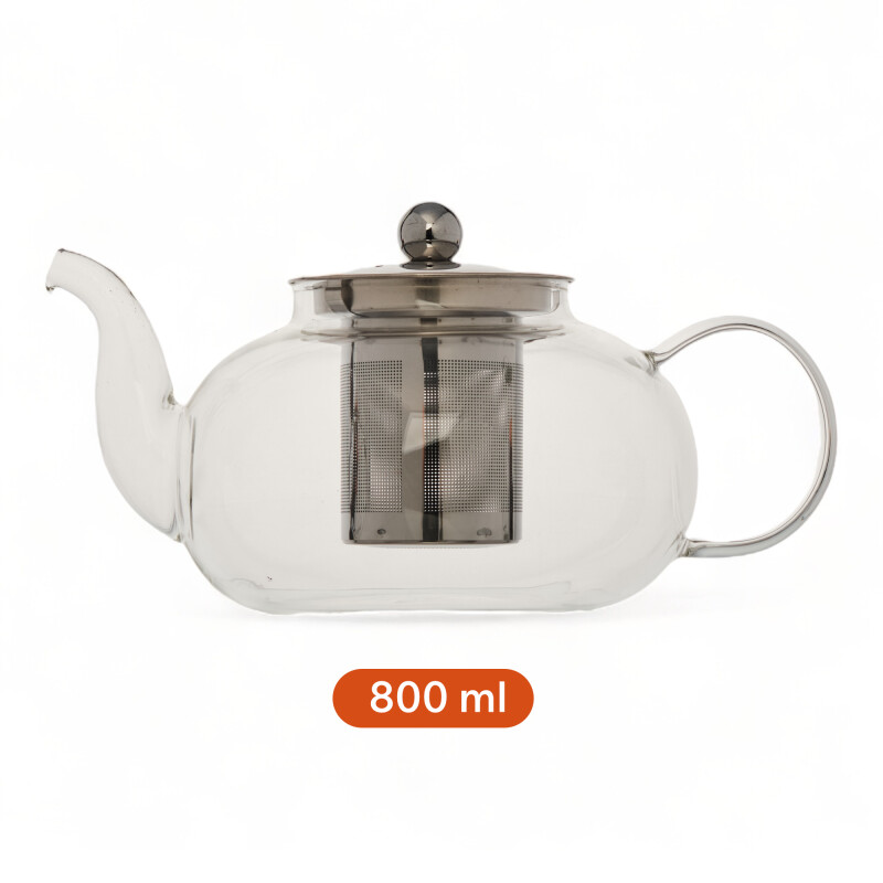 Tetera De Vidrio Borosilicato 800ml Con Filtro Acero Inoxidable Sin Color