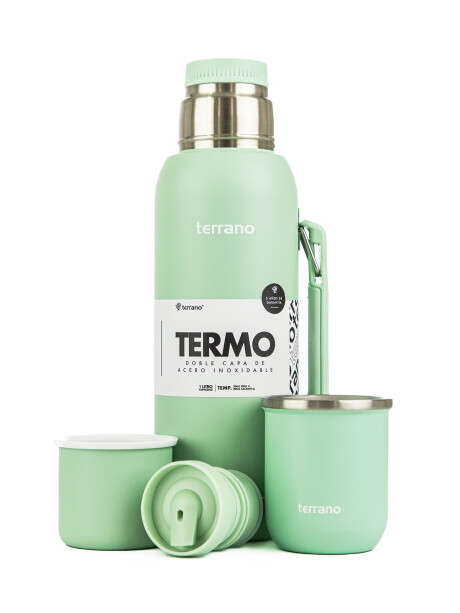 Kit Termo 1 LT Con Base De Silicona + Mate Sicilia Verde agua