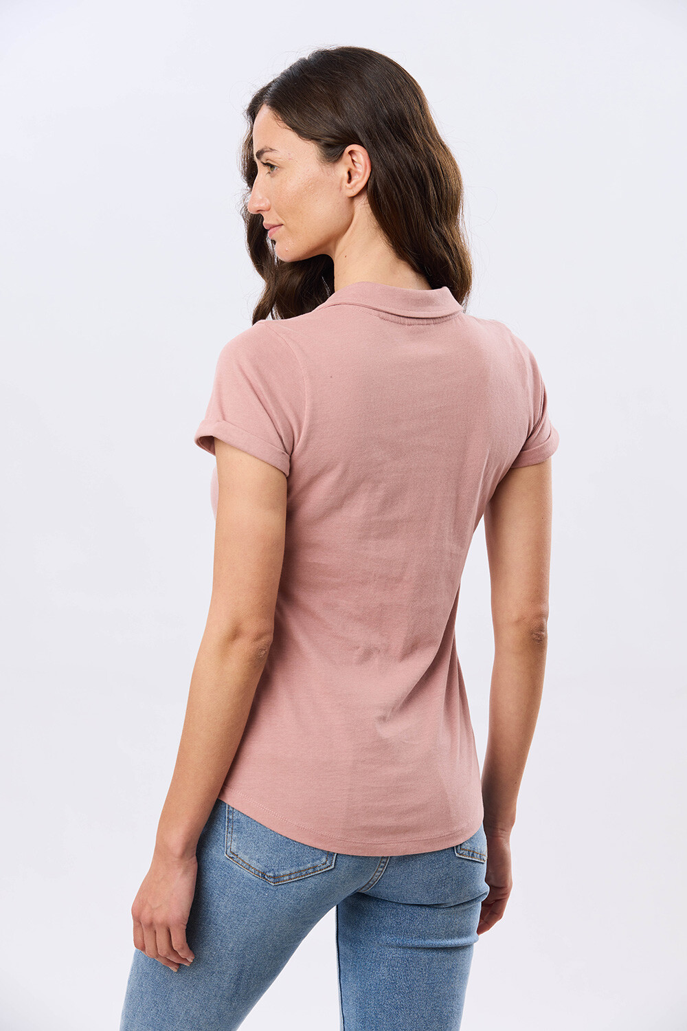 REMERA POLO BORDADA DE ALGODÓN Rosado