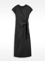 Vestido Drapeado Con Lazo negro