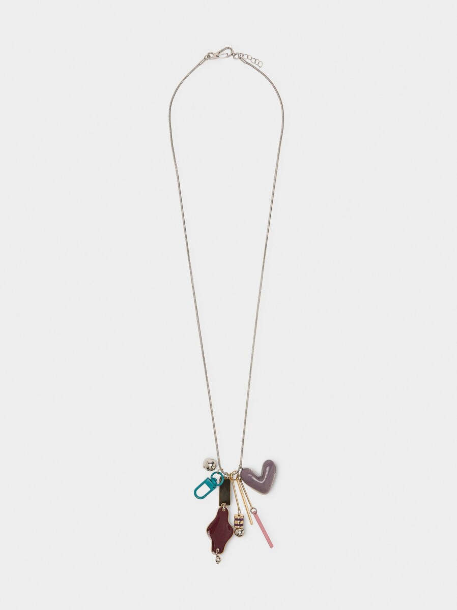 Collar Largo Con Colgantes De Esmalte - multicolor 
