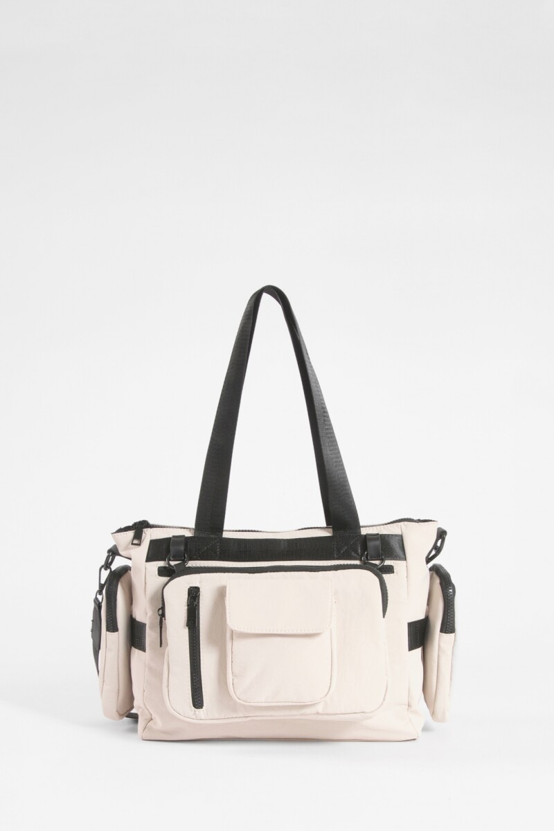 Cartera con bolsillo removible y correa regulable beige