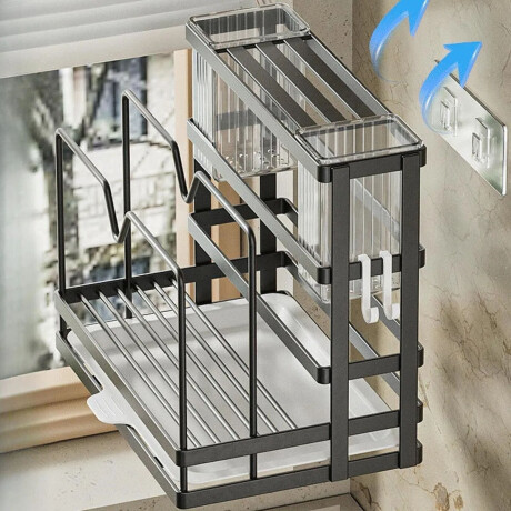 Escurridor Porta Cuchillos Tablas Tapas Y Utensilios 2 Niv Negro