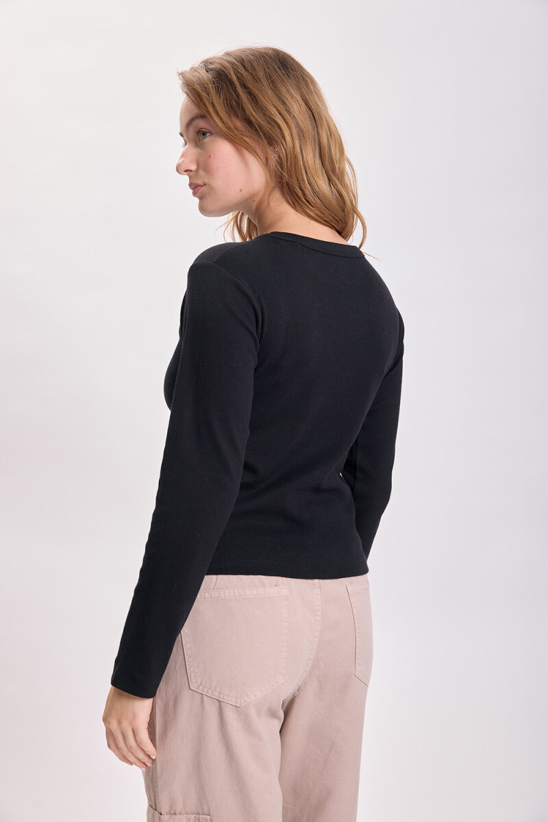 Remera rib manga larga Negro