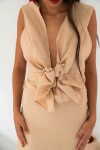Flower Raphia Dress Beige