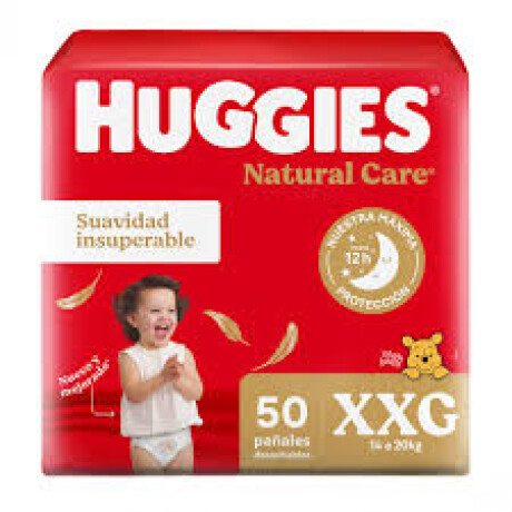 PAÑALES HUGGIES NATURAL CARE XXG 50 PAÑALES + TOALLITAS PAÑALES HUGGIES NATURAL CARE XXG 50 PAÑALES + TOALLITAS
