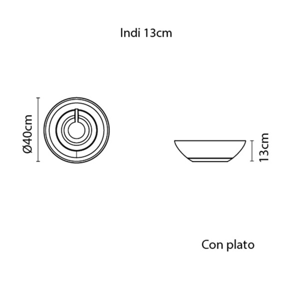 Maceta "INDI" Ø40 x 13cm. marrón con plato TD0321