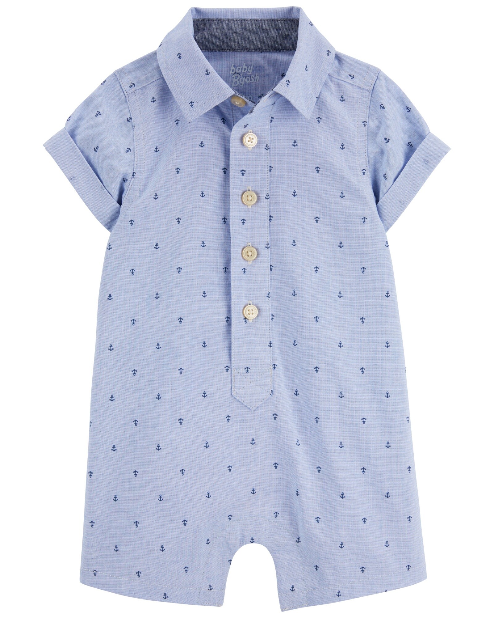 Monito corto de algodón, tipo camisa, diseño anclas Sin color