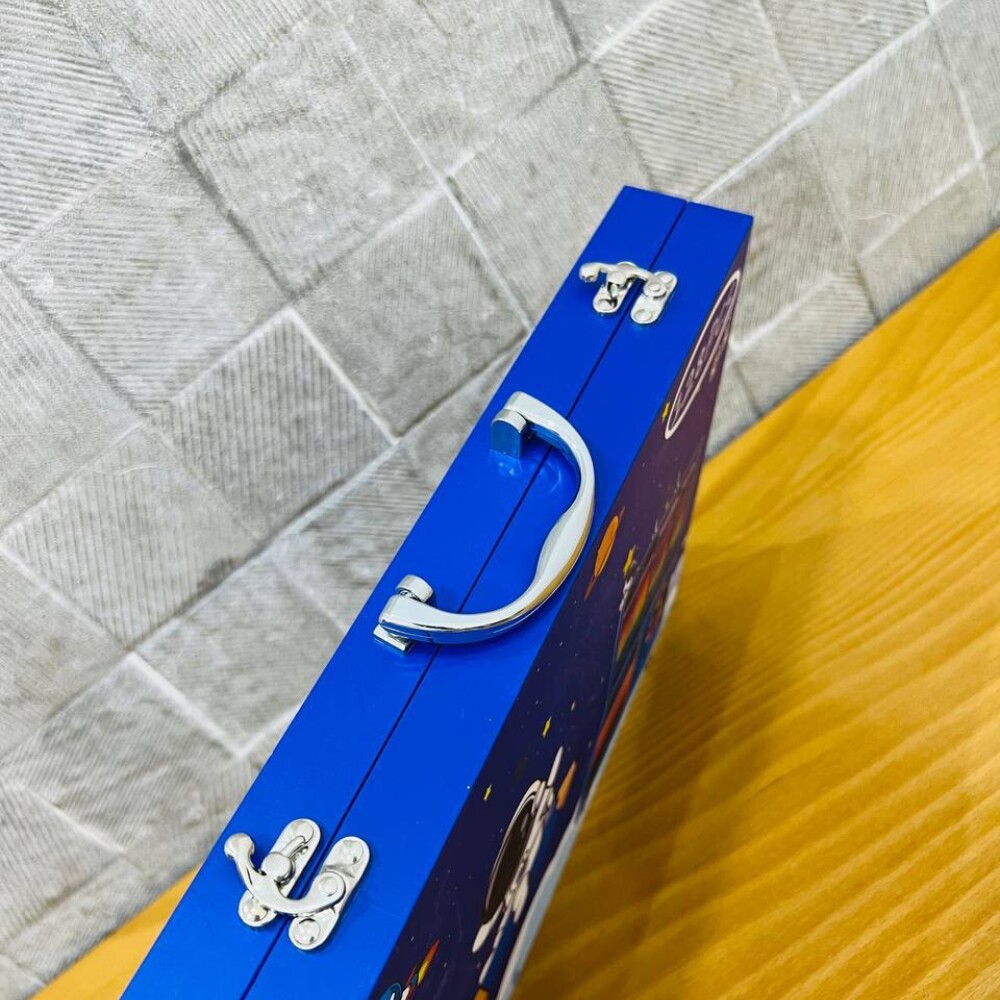 Valija infantil 128 Piezas Marcadores Lápices Crayones Madera Azul