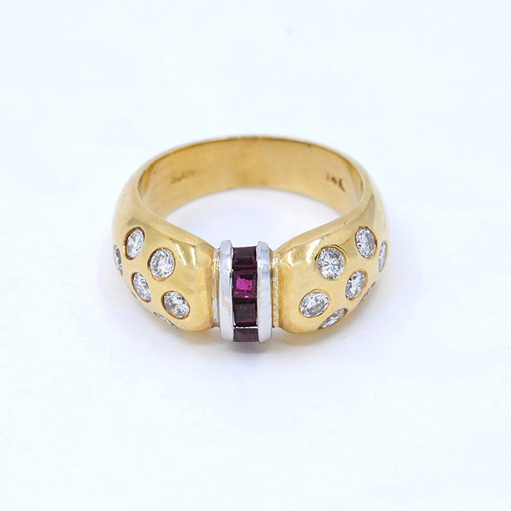 Anillo En Oro 18K, Brillantes Y Rubies Legitimos Anillo En Oro 18K, Brillantes Y Rubies Legitimos
