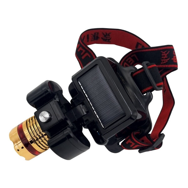 Linterna Minero Cabeza Recargable Luz Solar Pesca Camping Variante Color Negro Cobre