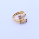 Anillo oro 18k con rubíes navette y brillantes. Anillo oro 18k con rubíes navette y brillantes.