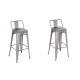 Taburete Tolix Pack 2 unidades En Metal Con Respaldo Gris