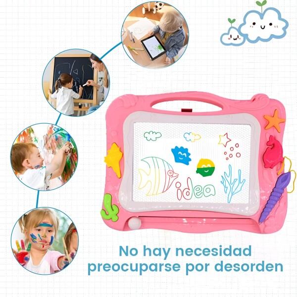 Pizarra Magica Magnetica Mesa Dibujo Infantil Niños Accesor. Variante Color Rosa