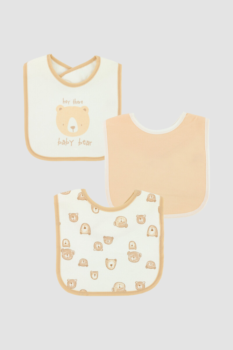 Set 3 babero para bebe baby bear - Rosado 