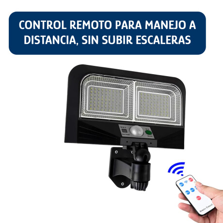 Foco Solar de Pared Exterior 126Leds c/Sensor Mov y Control Negro