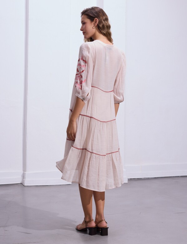 Vestido Det Bordado BEIGE/MULTI