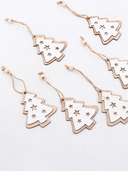 ADORNO COLGANTE MDF ARBOL X 6 MADERA