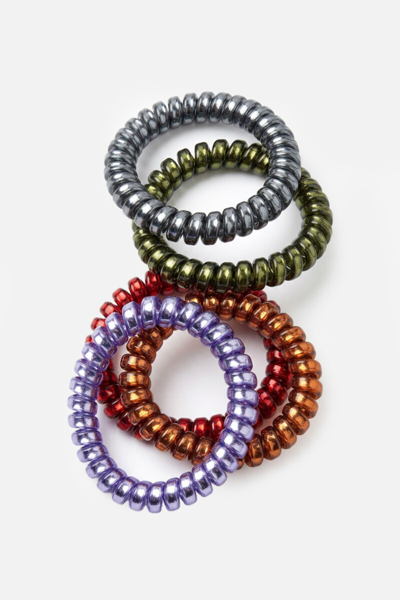 Set de 5 gomitas elastico shinny multicolor