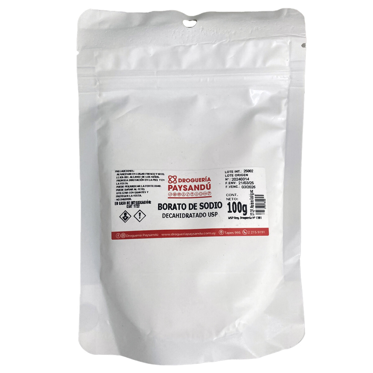 Borato de Sodio Puro - 100 g 