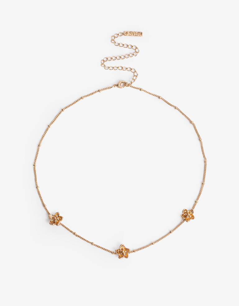 Collares Cortos Metal Collar Corto Metal Bañado En Oro - Dorado