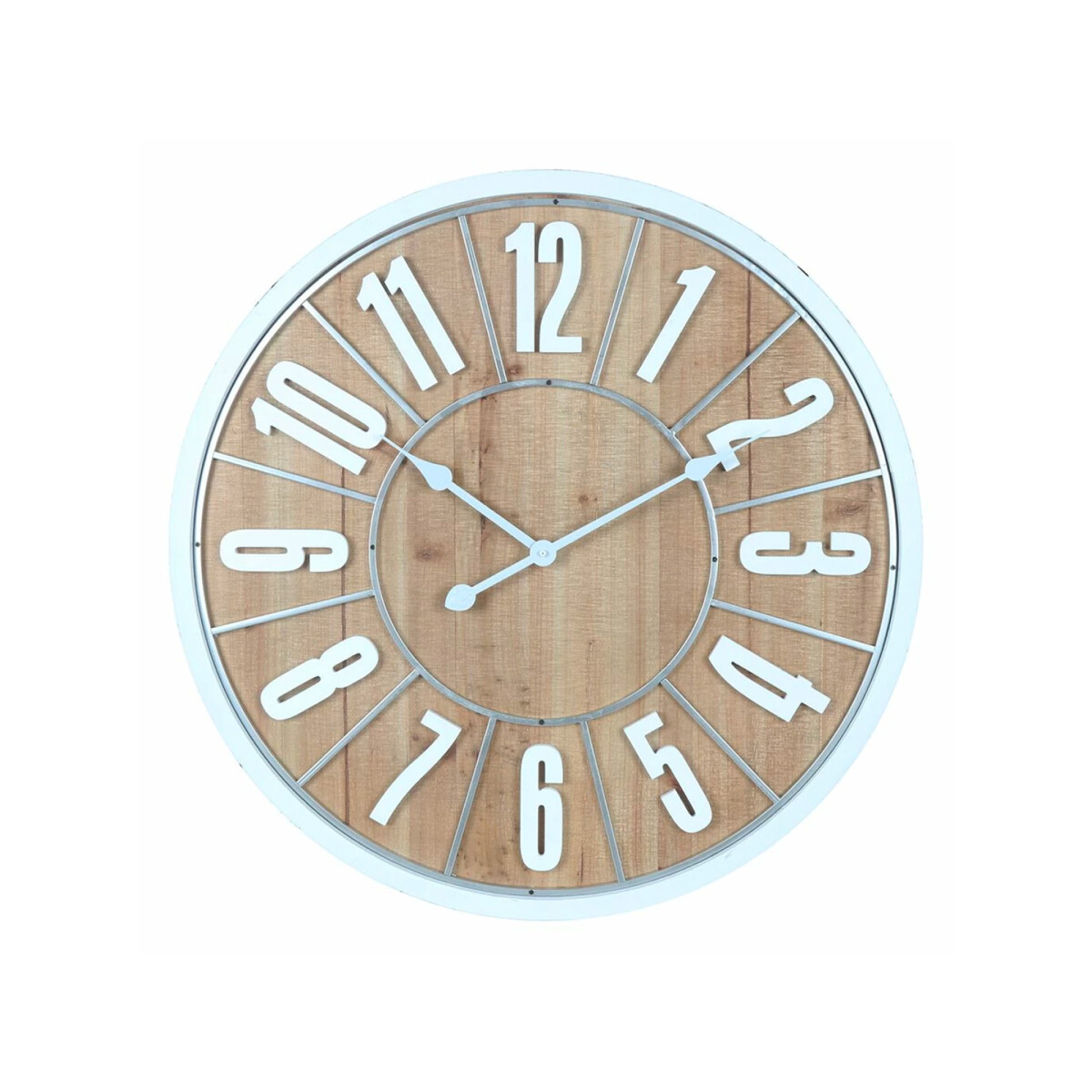 Reloj de Pared MDF Diámetro 68 cm x 4.5 cm - Natural/Blanco 