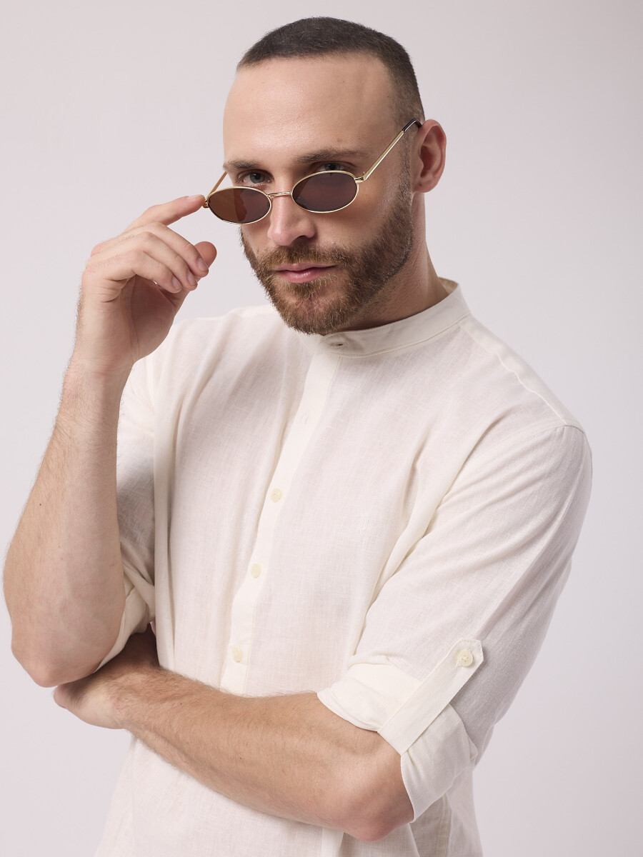 Camisola m/l lino - blanco 