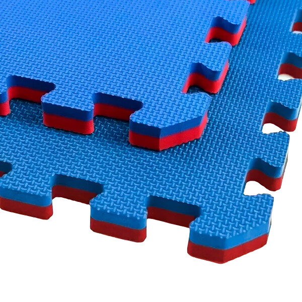 Piso Tatami X10 Goma Eva Encastrable 1x1m 2cm Gimnasio Niños Color Azul Rojo