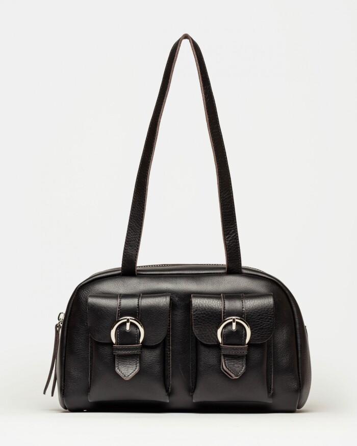 Bolso Indie en cuero vegetal liso Negro