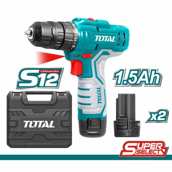 Taladro Atornillador 12V + 2 Baterías + maletín - Total Super Select Taladro Atornillador 12V + 2 Baterías + maletín - Total Super Select