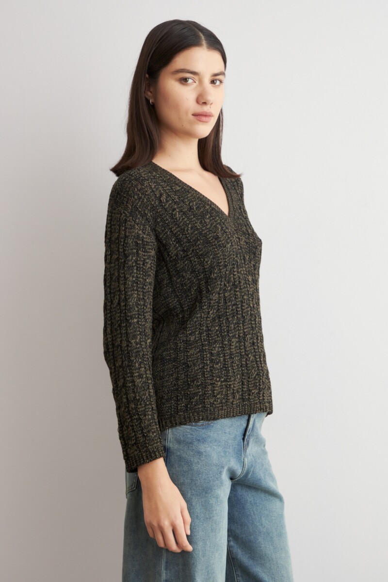 Sweater cinta estructuras verde oliva