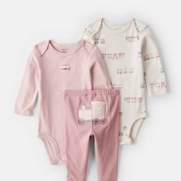 Set 3pz primer muda tren rosa CARTERS Set 3pz primer muda tren rosa CARTERS