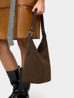 Bolso De Hombro Efecto Piel marron