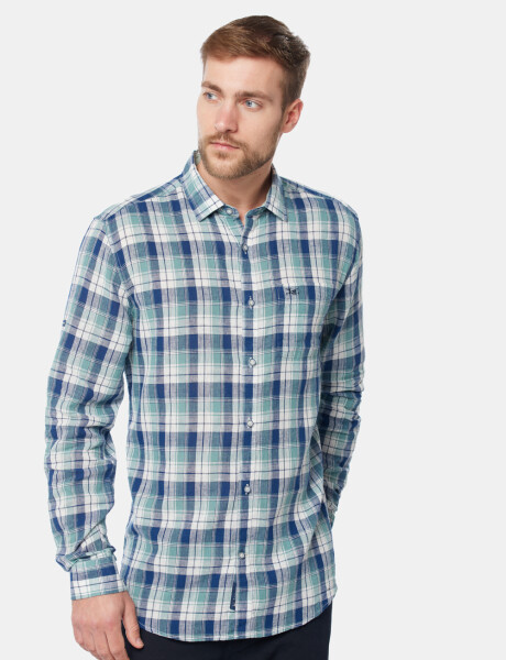 CAMISA DE LINO A CUADROS Verde