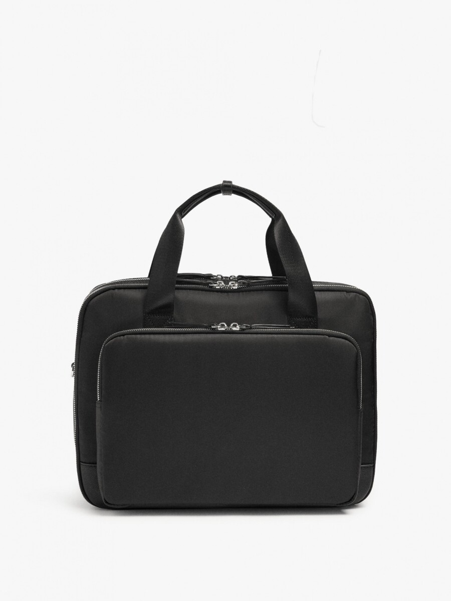 Bolso De Nylon Para Portátil Hasta 15" Repelente Al Agua negro