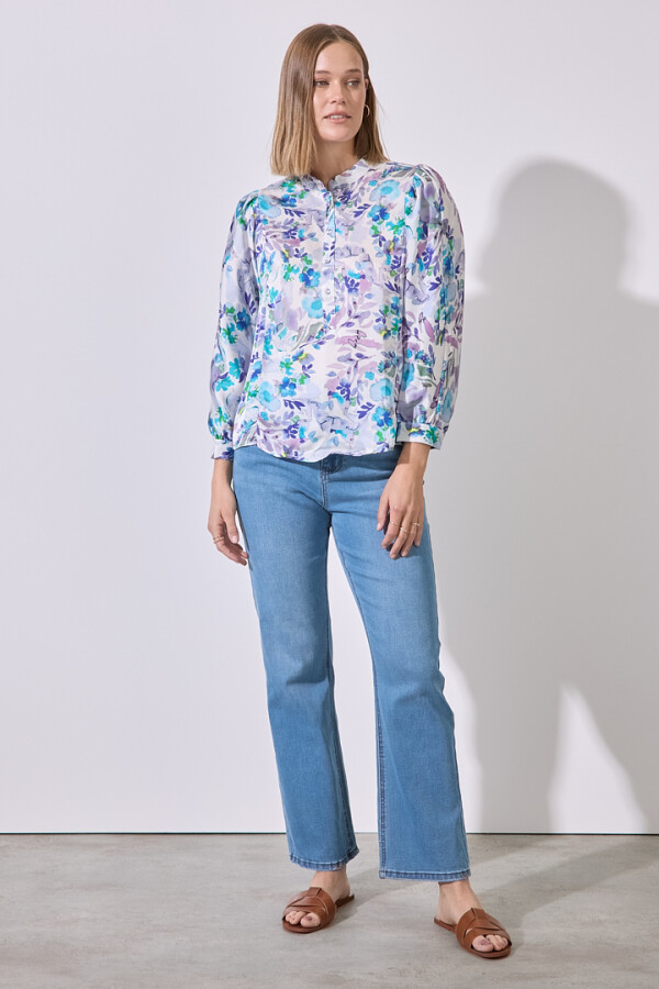 Blusa Saten Flores MULTI/LAVANDA