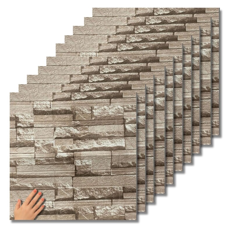 30 Placas Revestimiento Pared Autoadhesiva 70x77cm Promo X30 Piedra Oscura