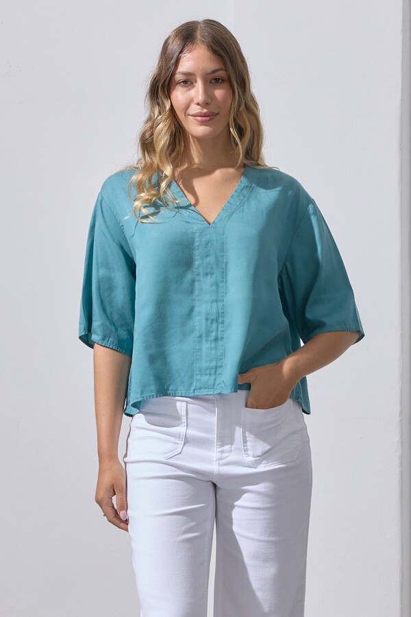 Blusa Lyocell CELESTE OSCURO
