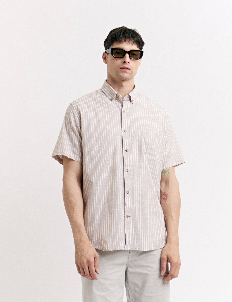 CAMISA HARRY - Beige/blanco 
