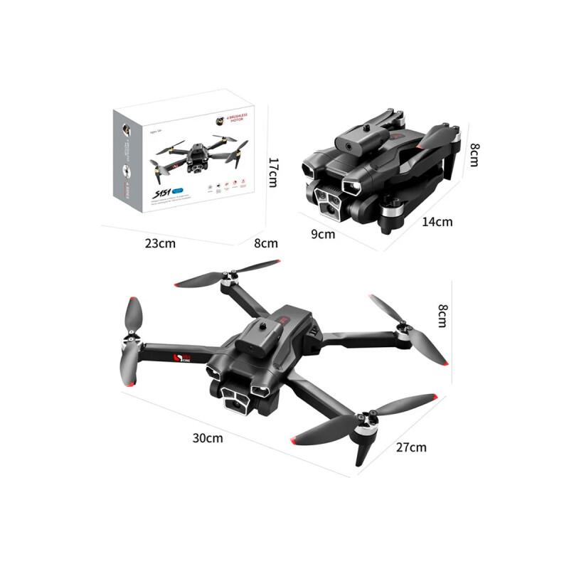 Dron cuadricóptero S151 con control remoto color negro Dron Cuadricóptero S151 Con Control Remoto Color Negro