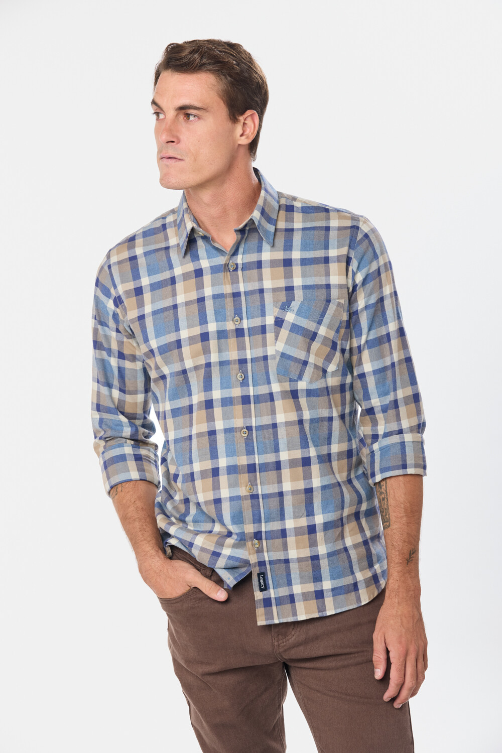 CAMISA SPORT A CUADROS Beige