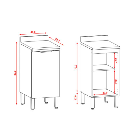 Modulo Bajo Mesada Para Cocina Una Puerta De 40 cms. GAMAS DE BEIGE