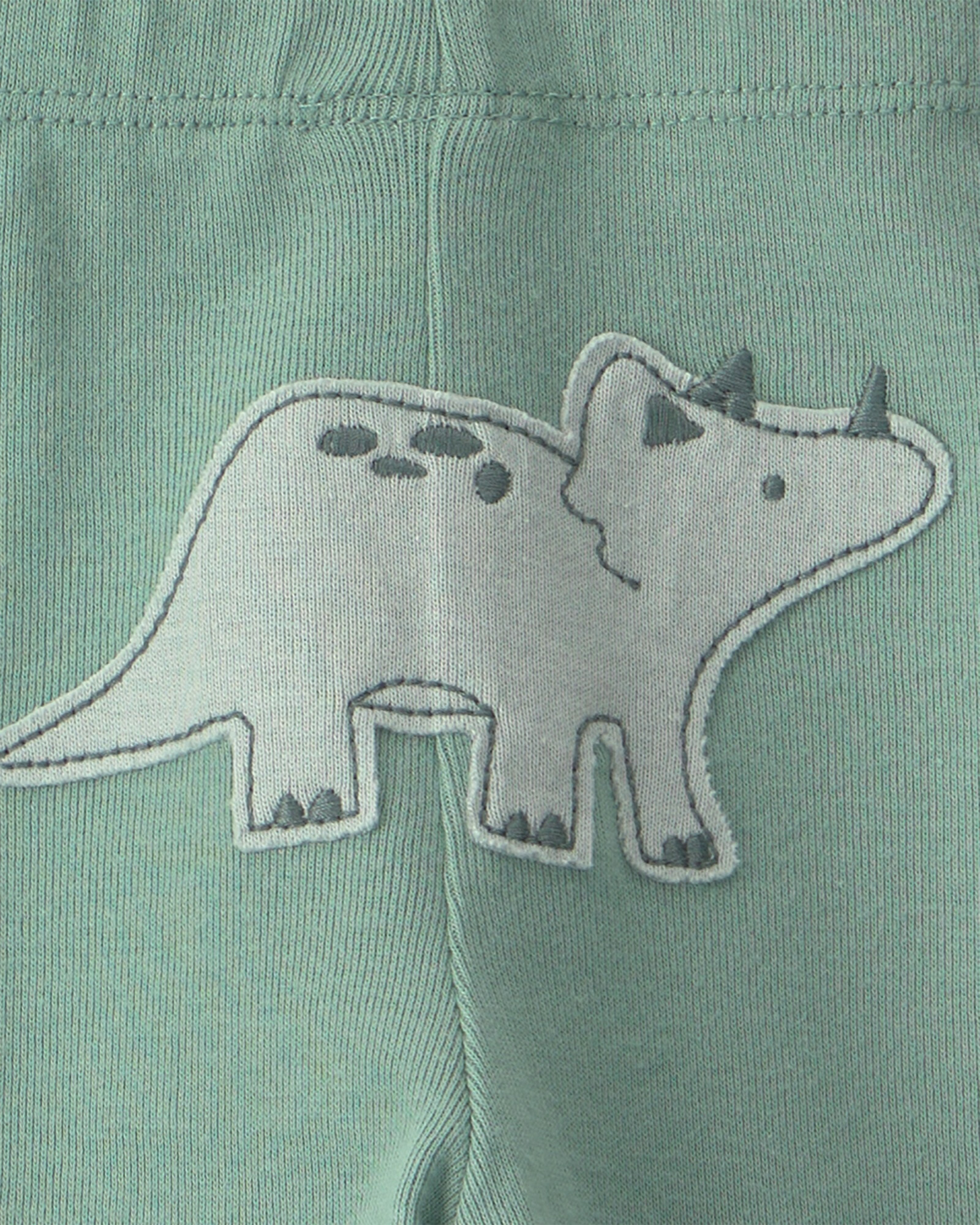 Set tres piezas de algodón, pantalón y bodies, verde y crema, diseño dinos Sin color