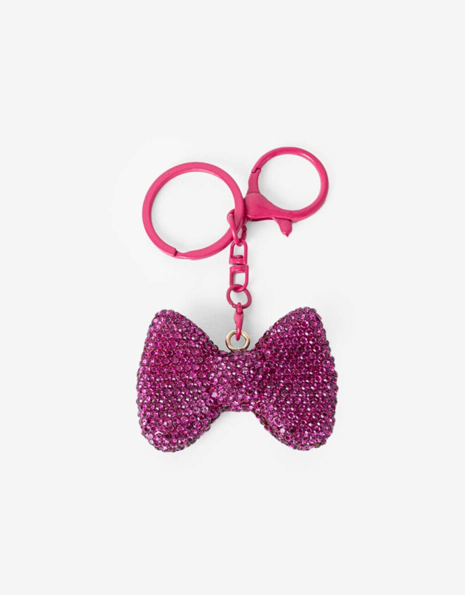 Llavero Y Bag Charm Moño - Rosa Metalizado 