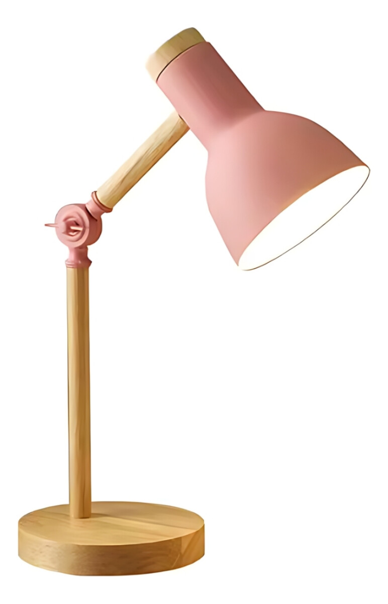 Pack X2 Lampara Escritorio Portatil Nordica Madera Y Metal - Rosa 